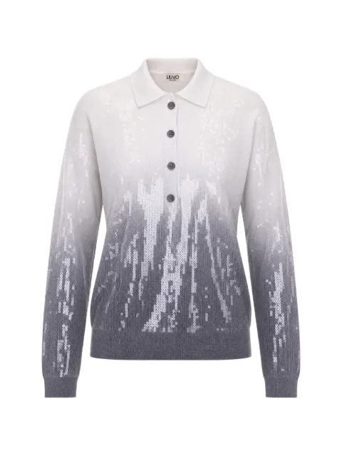 LIU JO sequin-embellished dégradé polo shirt White WF6179MS49IL9205