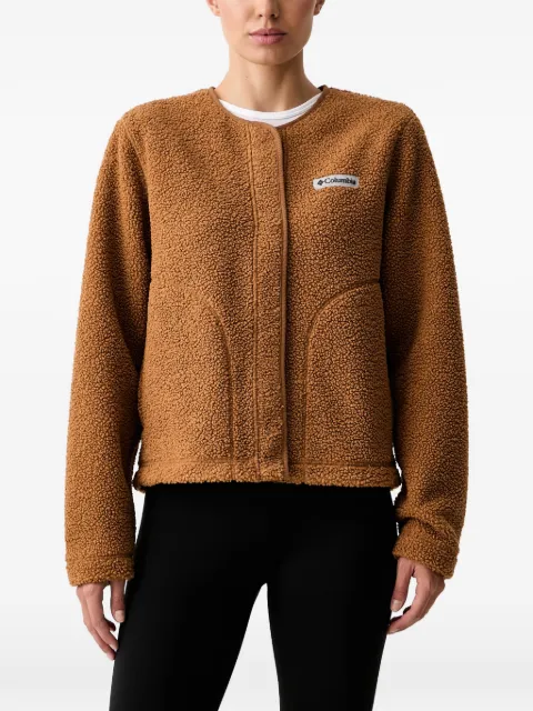 Columbia fleece-texture logo-patch jacket Brown 2173703