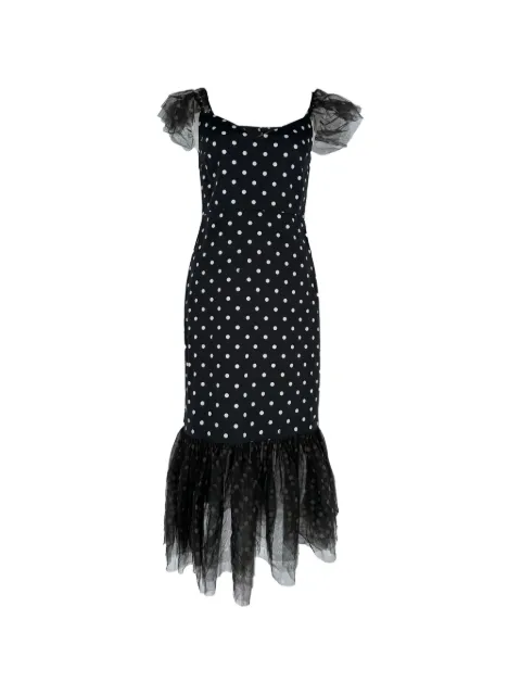 STAUD tulle-trim polka-dot dress Black RFCPUGBCL784956W