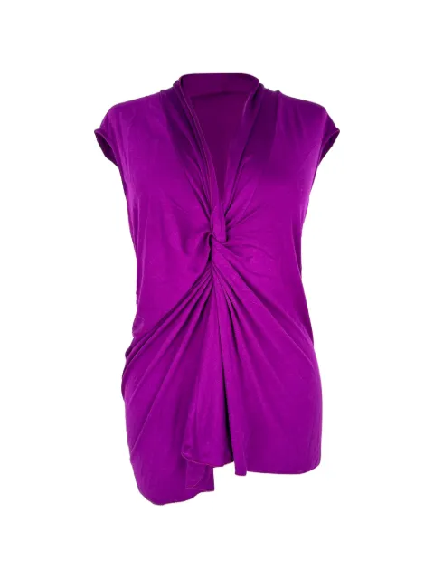 Saint Laurent Pre-Owned 2010s twist-front V-neck blouse Purple RFCPUGBCL781797W