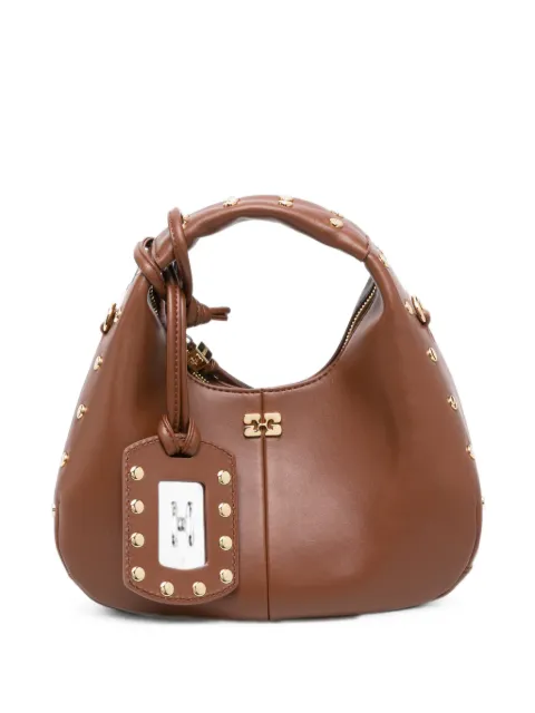 GANNI mini Hobo stud-embellished tote bag Brown C1040032