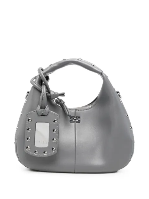 GANNI stud-embellished leather shoulder bag Grey C1040038