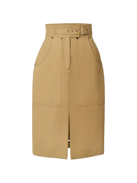 Carolina Herrera belted front-slit high-waisted midi skirt Neutrals P2611N300CTL