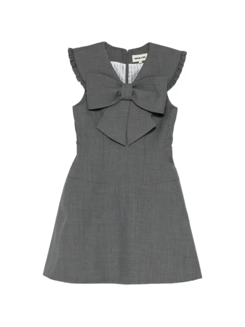SHUSHU/TONG bow-detail ruffled-shoulder dress Grey MWDFDR02