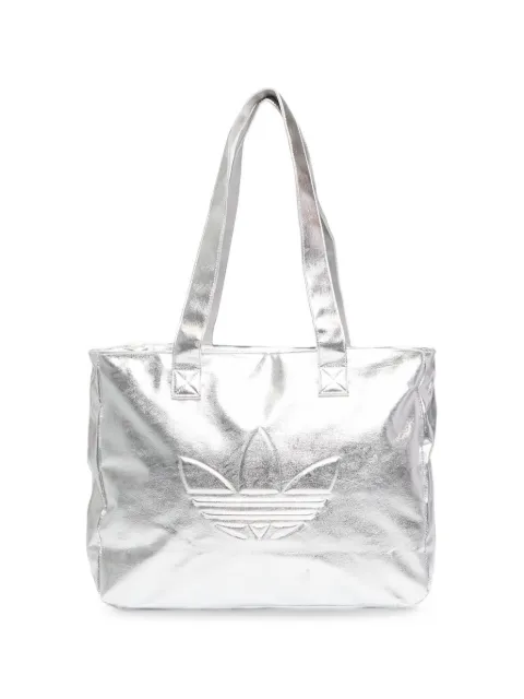 adidas metallic-effect logo-embossed tote bag Silver KR1566