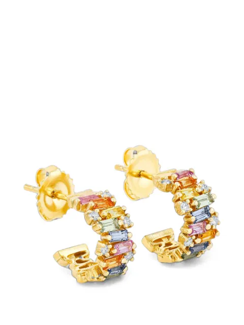 Suzanne Kalan Fireworks sapphire and diamond hoop earrings Gold BAE712YG
