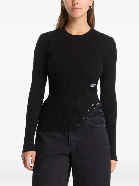 Karl Lagerfeld Jeans lace-up ribbed sweater Black B3W18009999