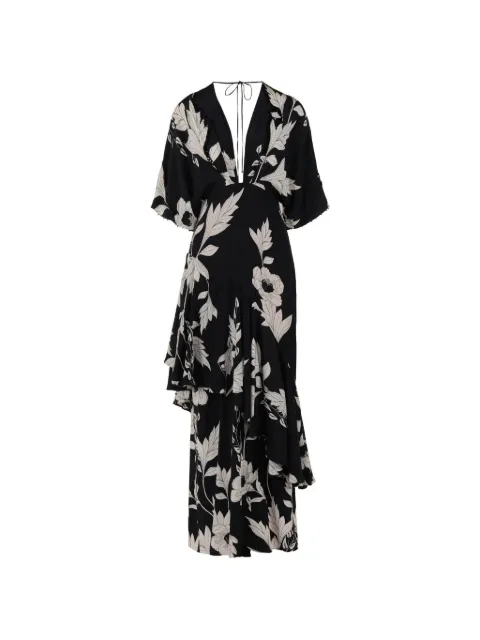 Johanna Ortiz Tesoro Escondido floral-print silk maxi dress Black PT04148