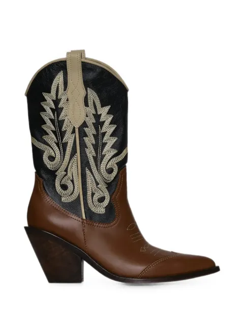 Johanna Ortiz Alma Latina embroidered leather boots Brown AC03365