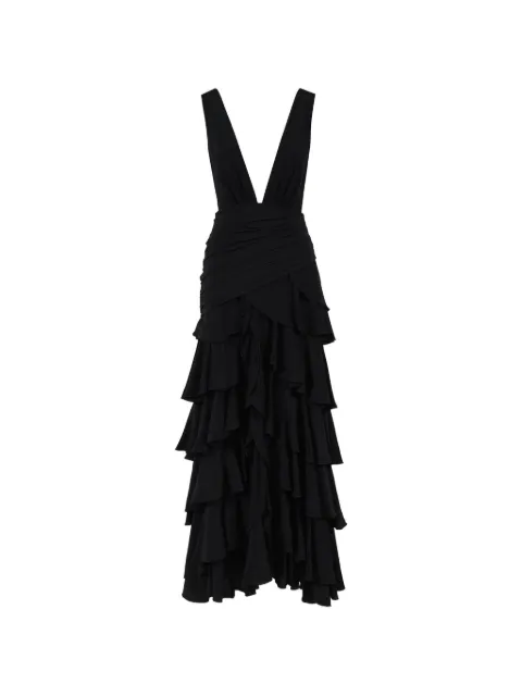 Johanna Ortiz A Map Of Gentle Winds ruffled tiered maxi dress Black PT04041