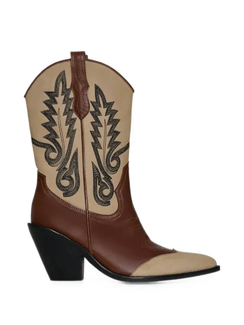 Johanna Ortiz Alma Latina embroidered leather boots Brown AC03308