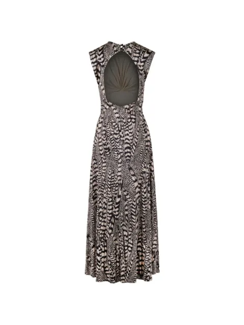 Johanna Ortiz Silent Rising feather-print maxi dress Black PT04178