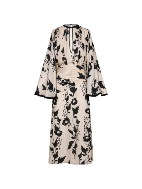 Johanna Ortiz Pintando En Henna floral-print midi dress Neutrals PT04078