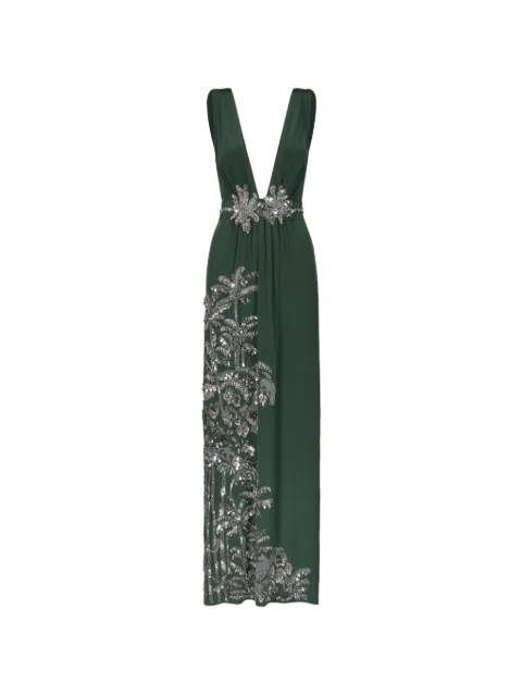 Johanna Ortiz Expedición Elegante sequin-embellished silk maxi dress Green PT03818