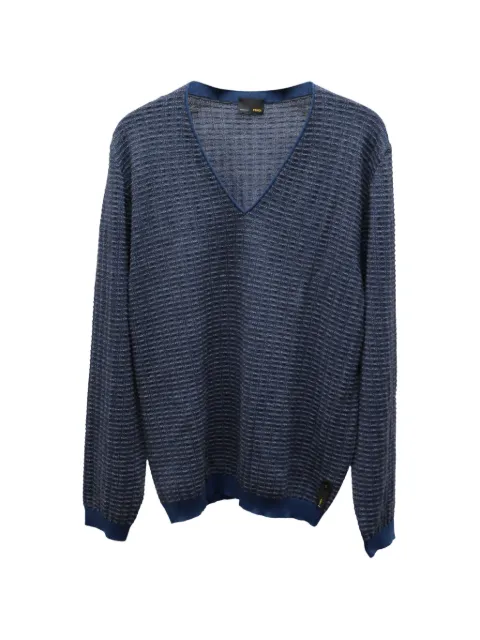 Fendi Pre-Owned knitted V-neck sweater Blue MRPPUGBCL197085M