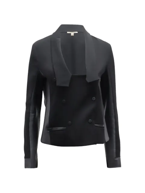 Diane Von Furstenberg Vintage leather-trimmed double-breasted blazer Black NAPPUGBCL227233W