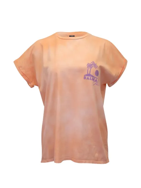 Balmain Pre-Owned tie-dye logo-print T-shirt Orange NAPPUGBCL277764W