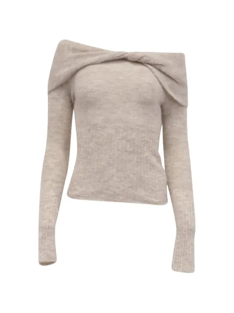 Reformation Florie twisted off-shoulder sweater Neutrals RFCPUUSCL784162W