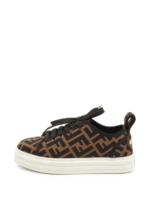 Fendi Pre-Owned Zucca-monogram lace-up sneakers Brown 1404369