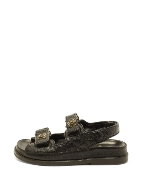 CHANEL Pre-Owned CC Dad quilted touch-strap sandals Black 1405728
