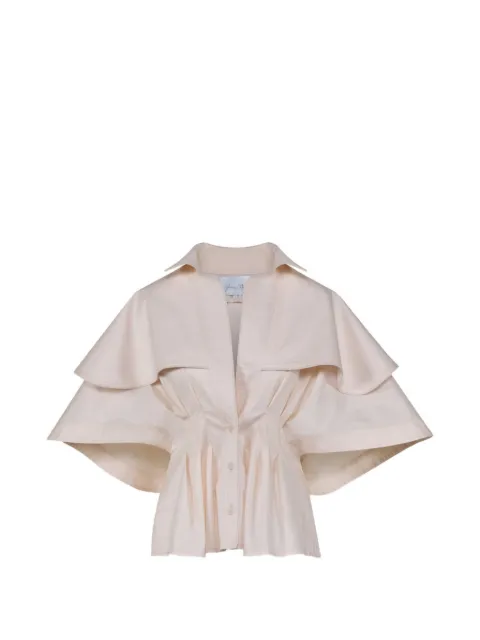 Johanna Ortiz Suspiro Gaucho tiered-cape top Neutrals PT04075
