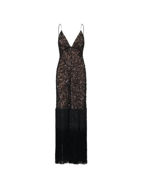 Johanna Ortiz Noble Wanderer sequin-embellished fringe dress Black PT03862