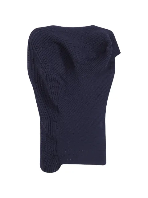 Issey Miyake asymmetric ribbed-knit top Black IM68KN289