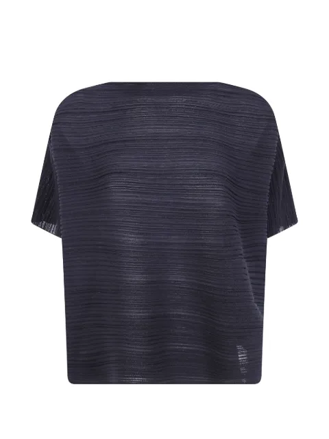 Pleats Please Issey Miyake pleated boat-neck T-shirt Blue PP68KK781