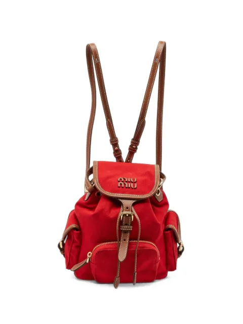 Miu Miu Pre-Owned leather-trim drawstring backpack Red 1404193