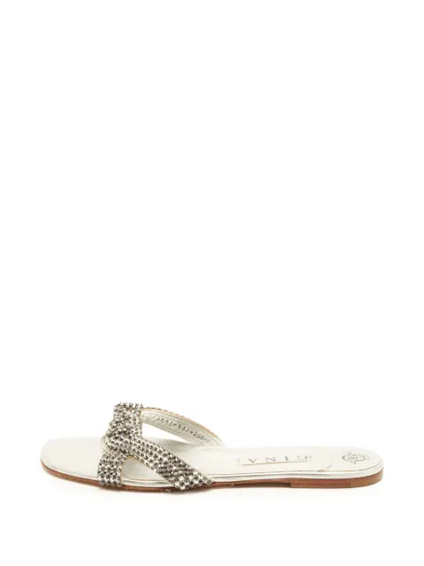 Gina crystal-embellished leather sandals Silver 1405789