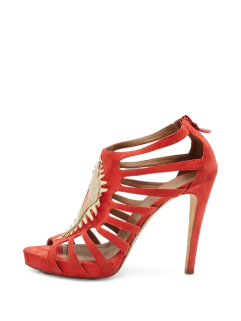 Hermès Pre-Owned Coquillage suede sandals Orange 1405193