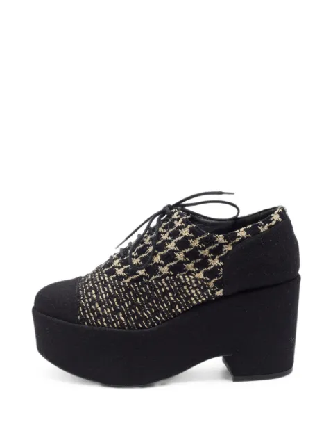 CHANEL Pre-Owned CC tweed Oxfords shoes Black 1406215