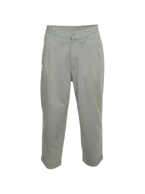 Giorgio Armani Pre-Owned pleated-detail gabardine cropped trousers Green 1401574
