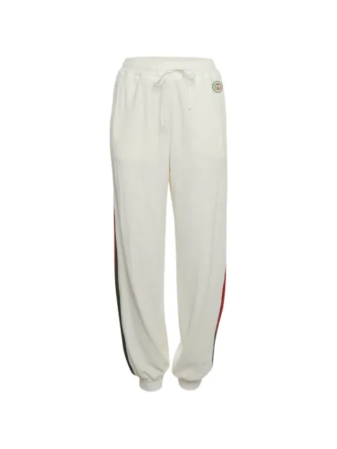 Gucci Pre-Owned Web-stripe velvet track pants White 1403513