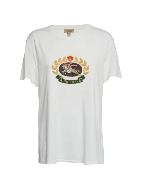 Burberry Pre-Owned crest-embroidered T-shirt White 1405307