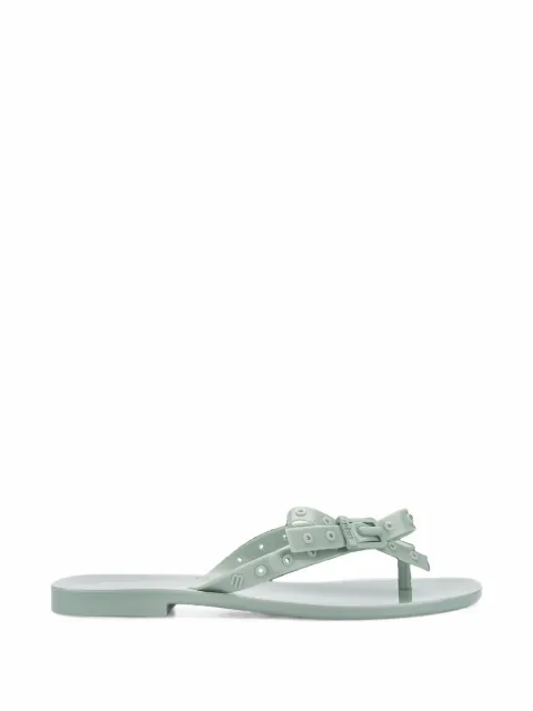 Melissa Harmonic Squared bow-detail flip-flops Green 37955