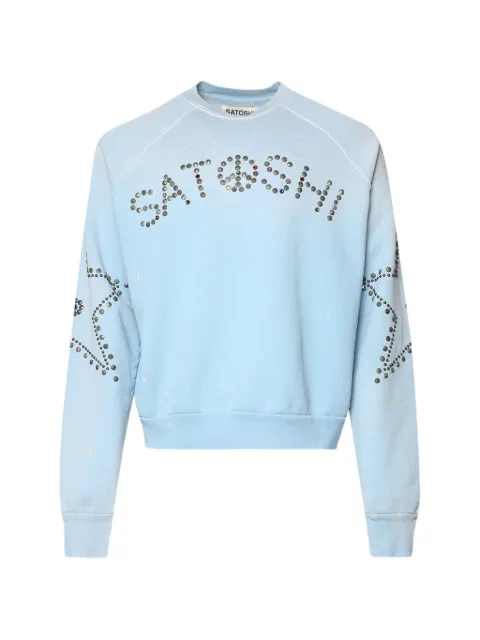 SATOSHI NAKAMOTO star-studded crew-neck sweater Blue SS26SWT004BLU