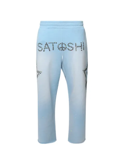 SATOSHI NAKAMOTO star-studded track pants Blue SS26PNT008BLU