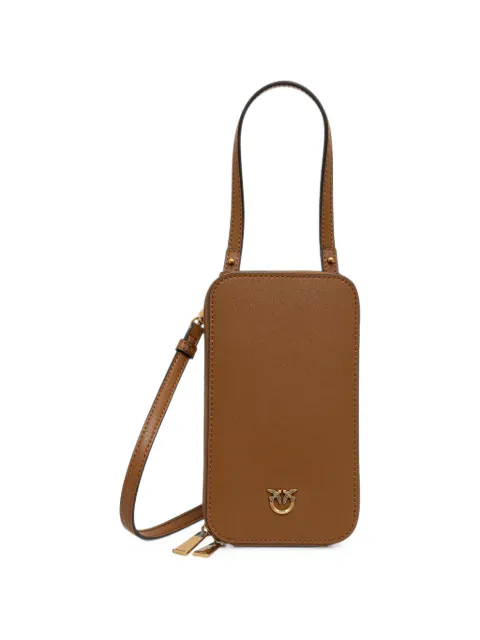 PINKO Love Birds leather phone bag Brown 106027A0F1