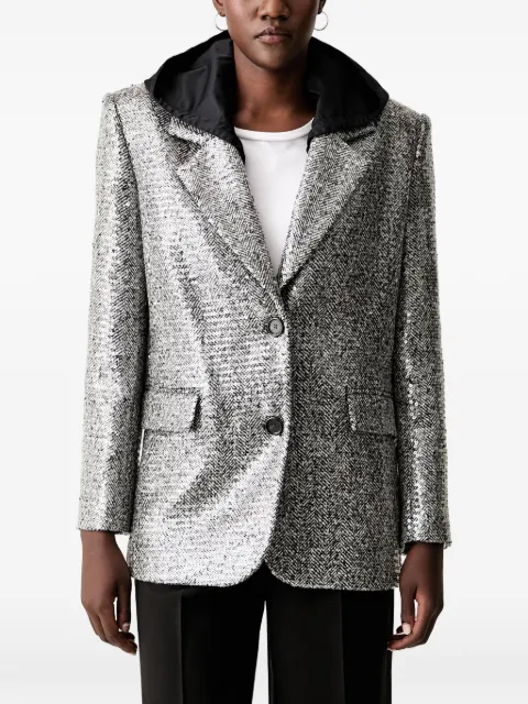 PINKO sequin-embellished herringbone blazer Silver 107142A3FE