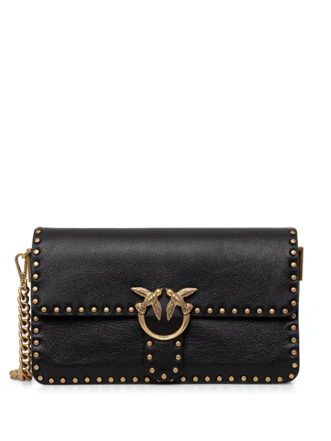 PINKO Love Birds-hardware stud-embellished leather crossbody bag Black 107664A2JG