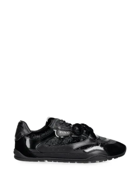 PINKO Yulia 01 logo-plaque panelled leather sneakers Black SS0185P153