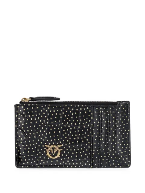 PINKO Love Birds-hardware leather cardholder Black 100251A3EP