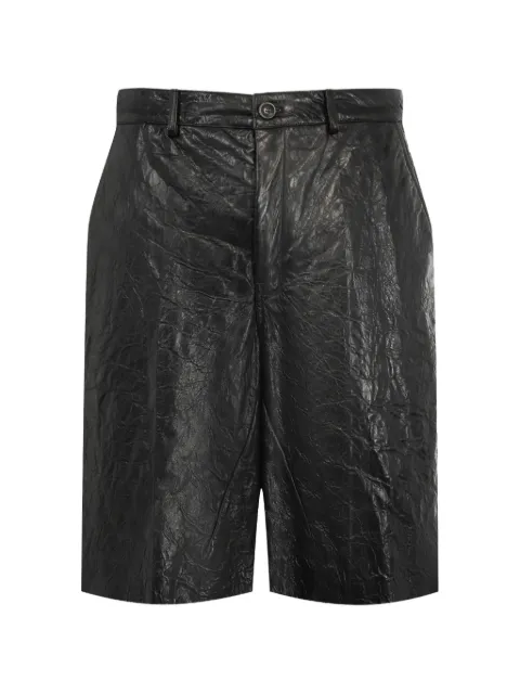 Rick Owens crinkled-finish leather shorts Black RU02F4372LBE