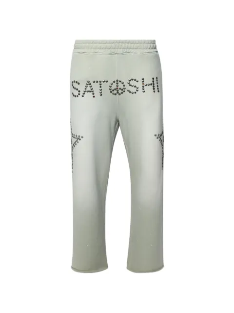 SATOSHI NAKAMOTO star-studded track pants Neutrals SS26PNT008GRN