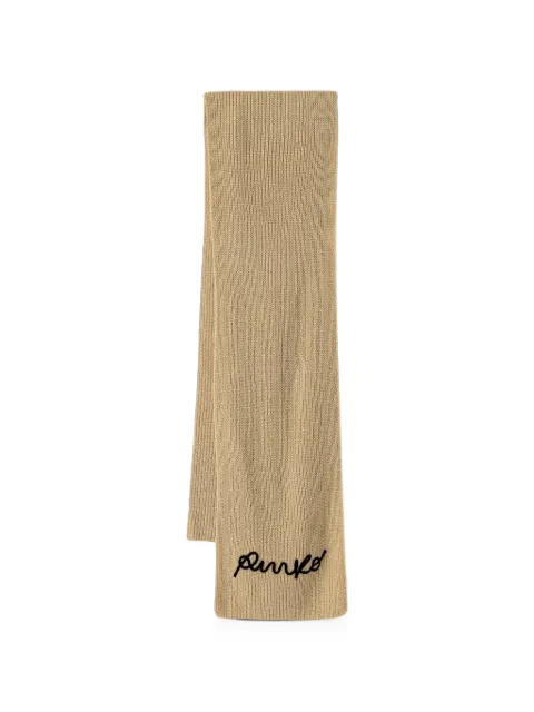 PINKO logo-embroidered ribbed scarf Neutrals 107257A3EK