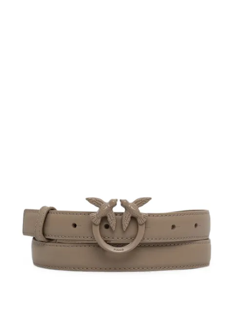 PINKO Love Birds thin colour-block leather belt Grey 100143A1K2