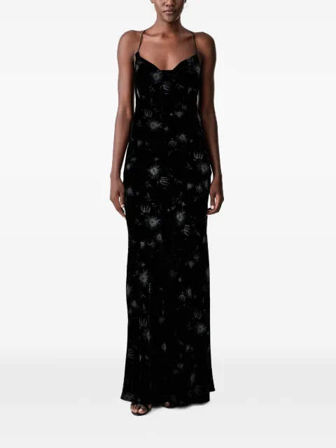 PINKO floral-print velvet-texture maxi dress Black 107495A3DV