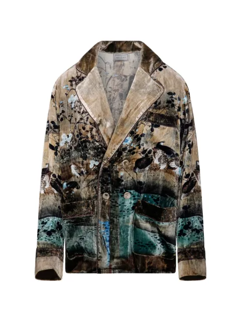 Pierre-Louis Mascia Kanpur graphic-print double-breasted blazer Neutrals KANPURSGC11351