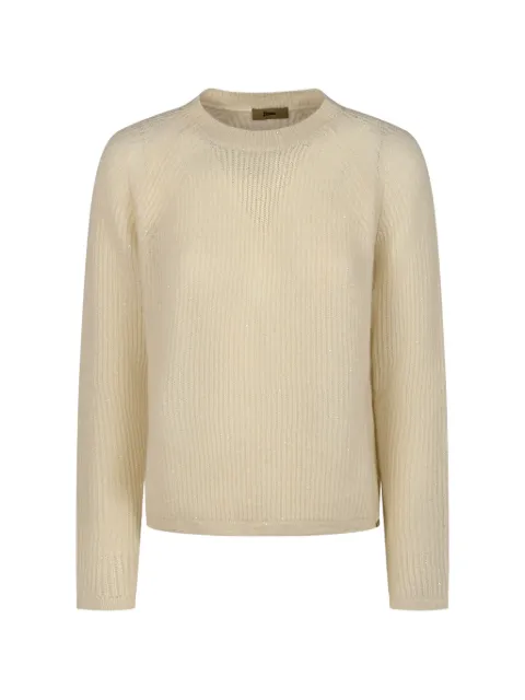 Herno sequin-embellished ribbed-knit sweater White MG000254D70360